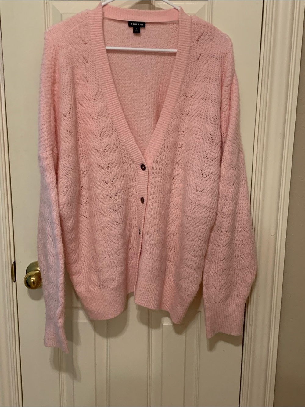Torrid Open Weave Pink Sweater Long Sleeve Dressy or Casual Generous Size 1-1X
